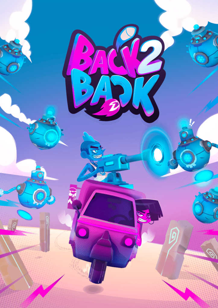 Back2Back – Poster für das Spiel für Paare, das Teamwork und Spaß zeigt