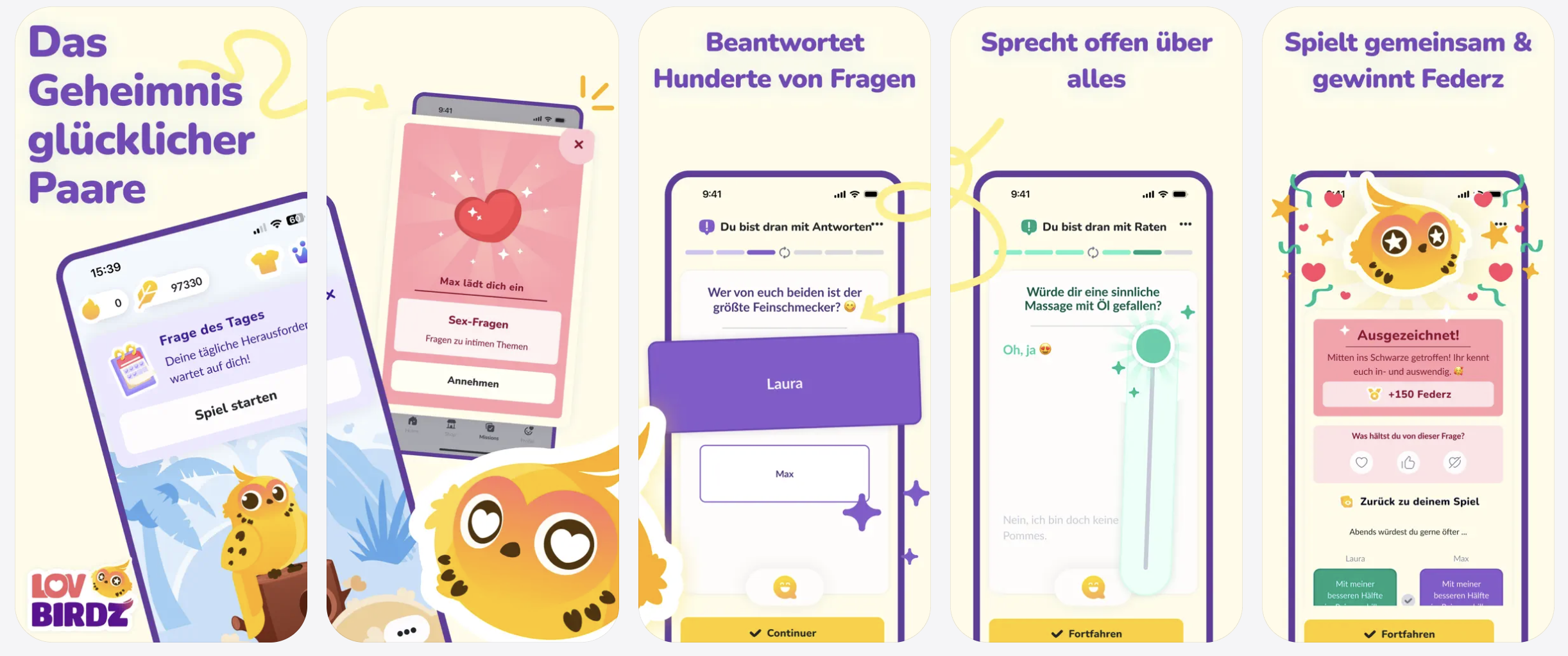 LovBirdz - Paar Quiz App Screenshots, App Store